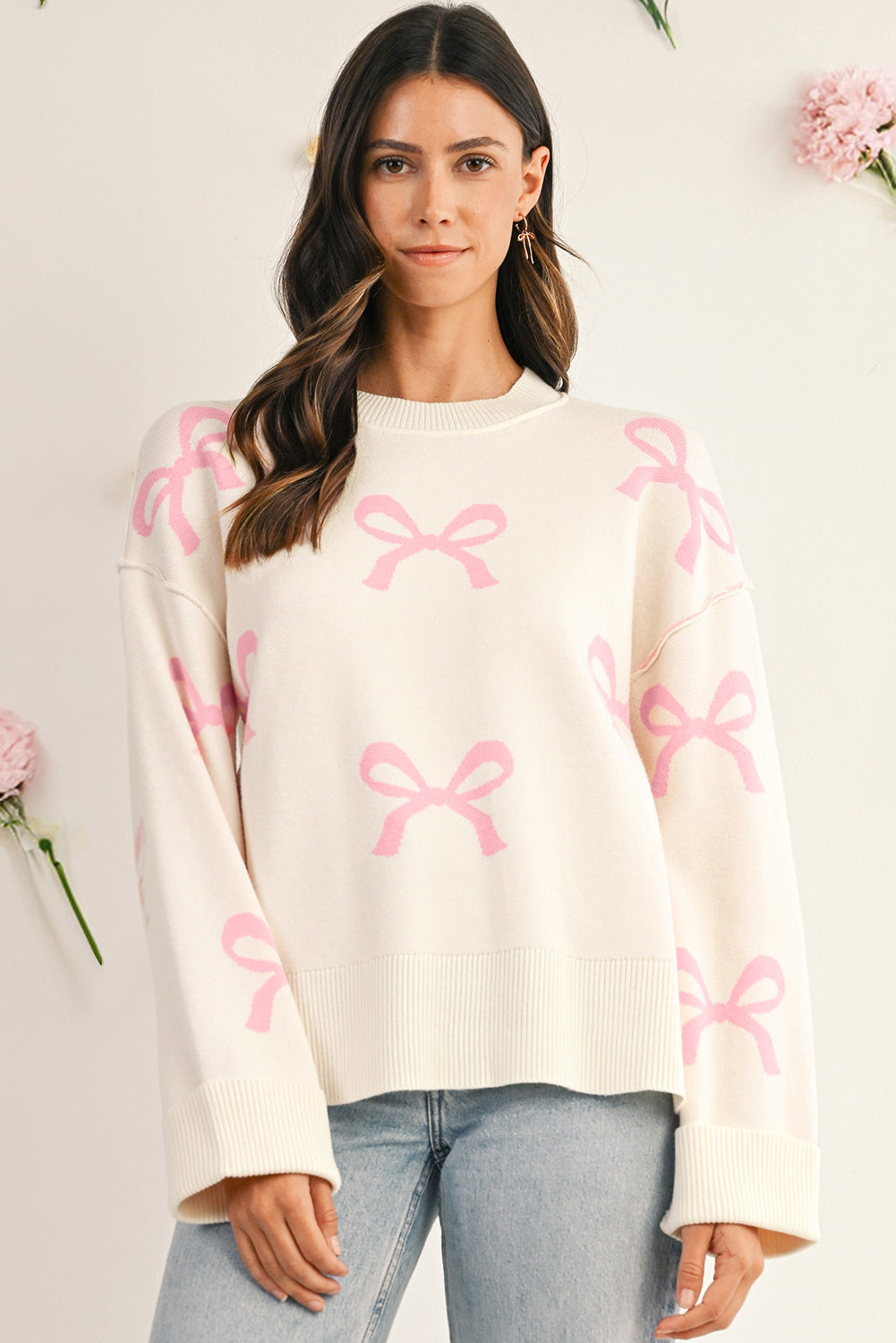 Pipa Bow Drop Sleeve Sweater