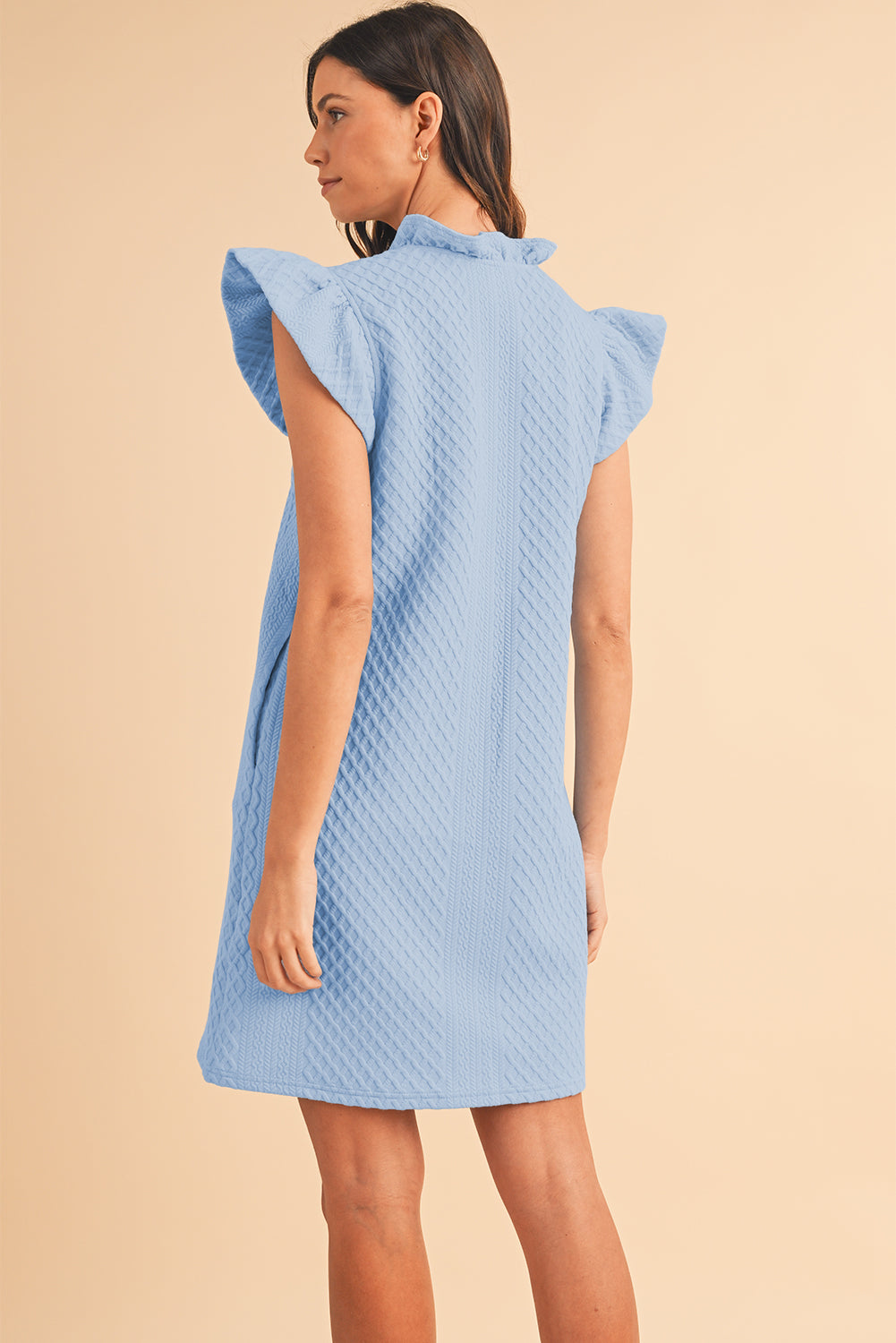 Ira Textured Ruffle V-Neck Mini Dress