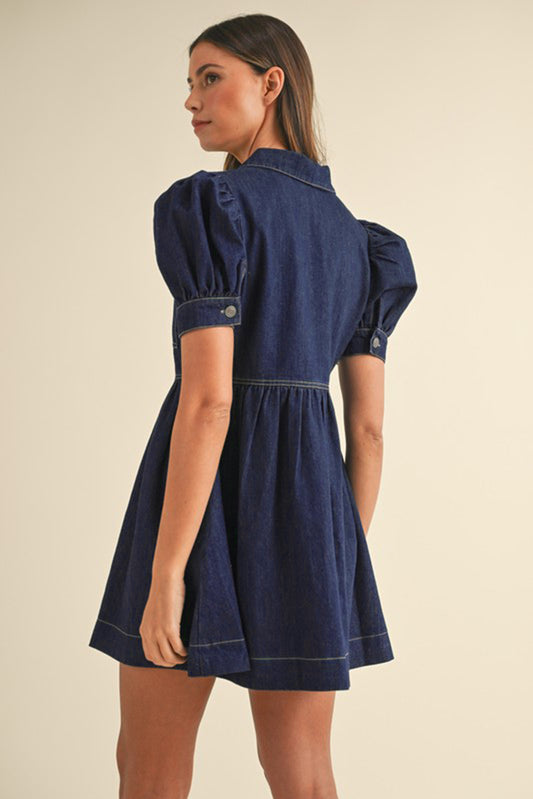Skye Half Zipper Denim Mini Dress