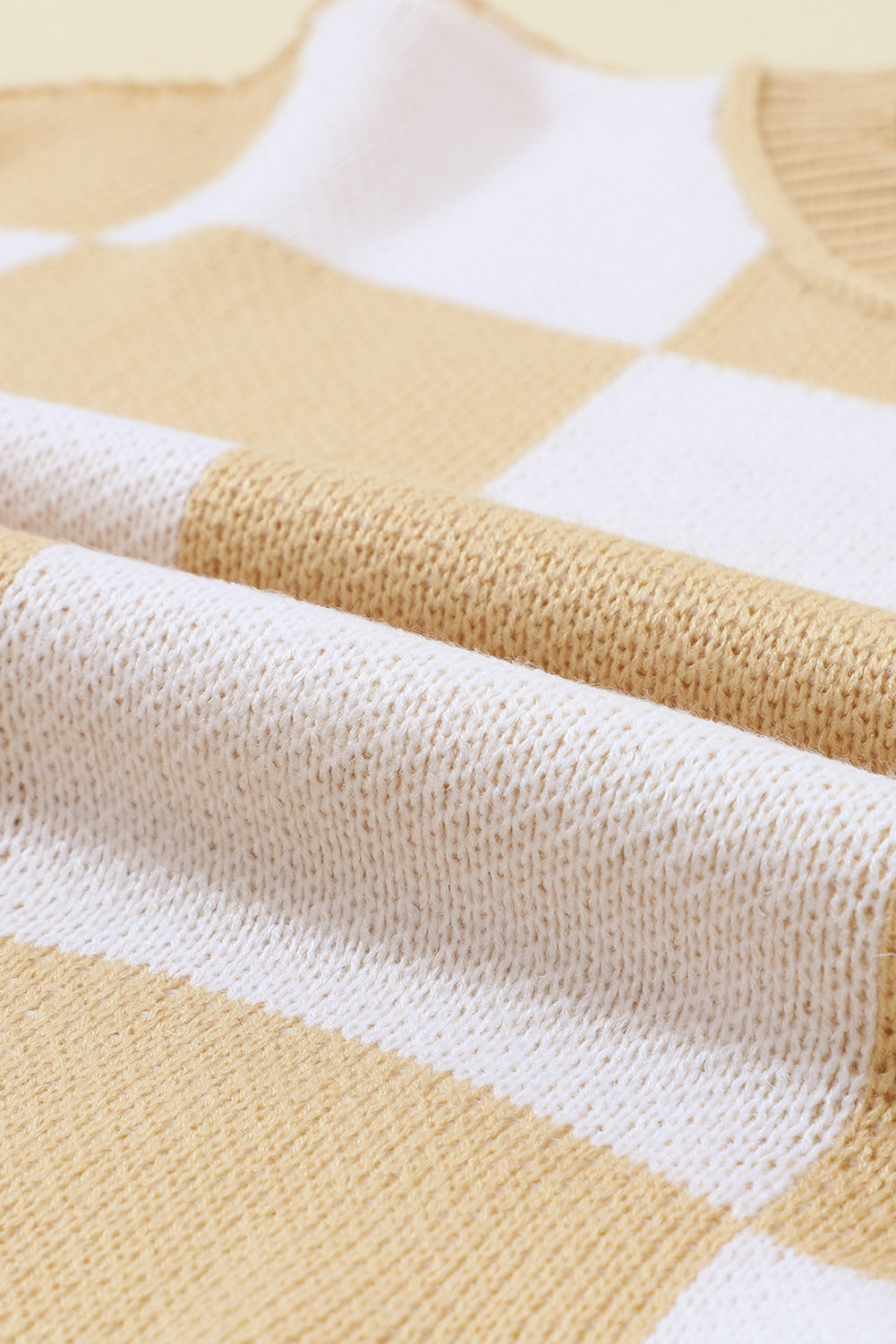 Checked Bishop Sleeve Pullover Sweater