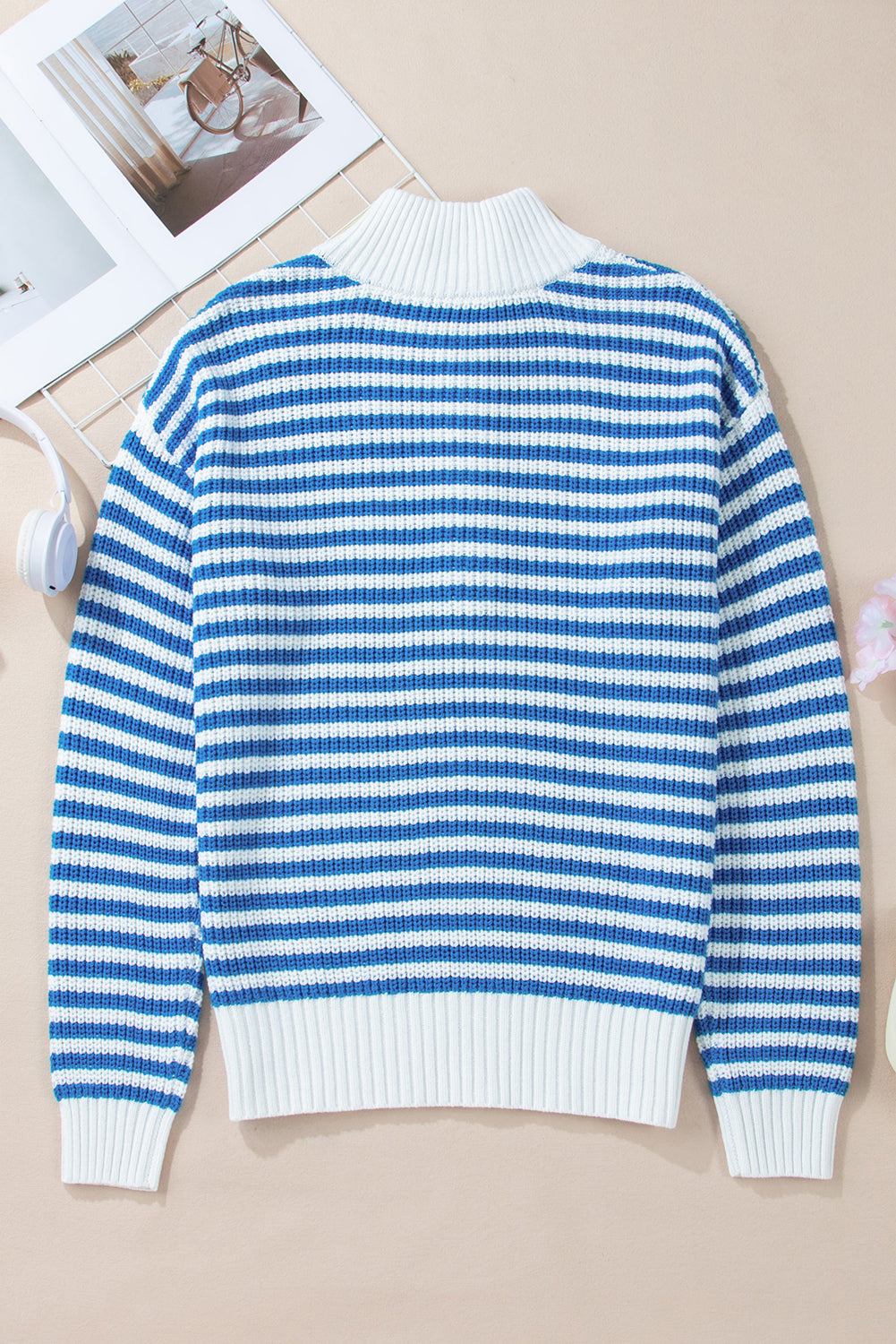 Nylah Striped Half-Zip Sweater