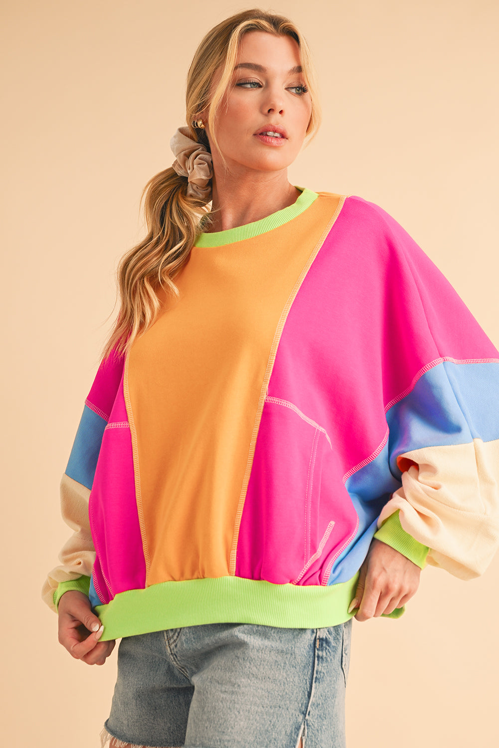 Noemi Colour-block Oversized Sweatshirt