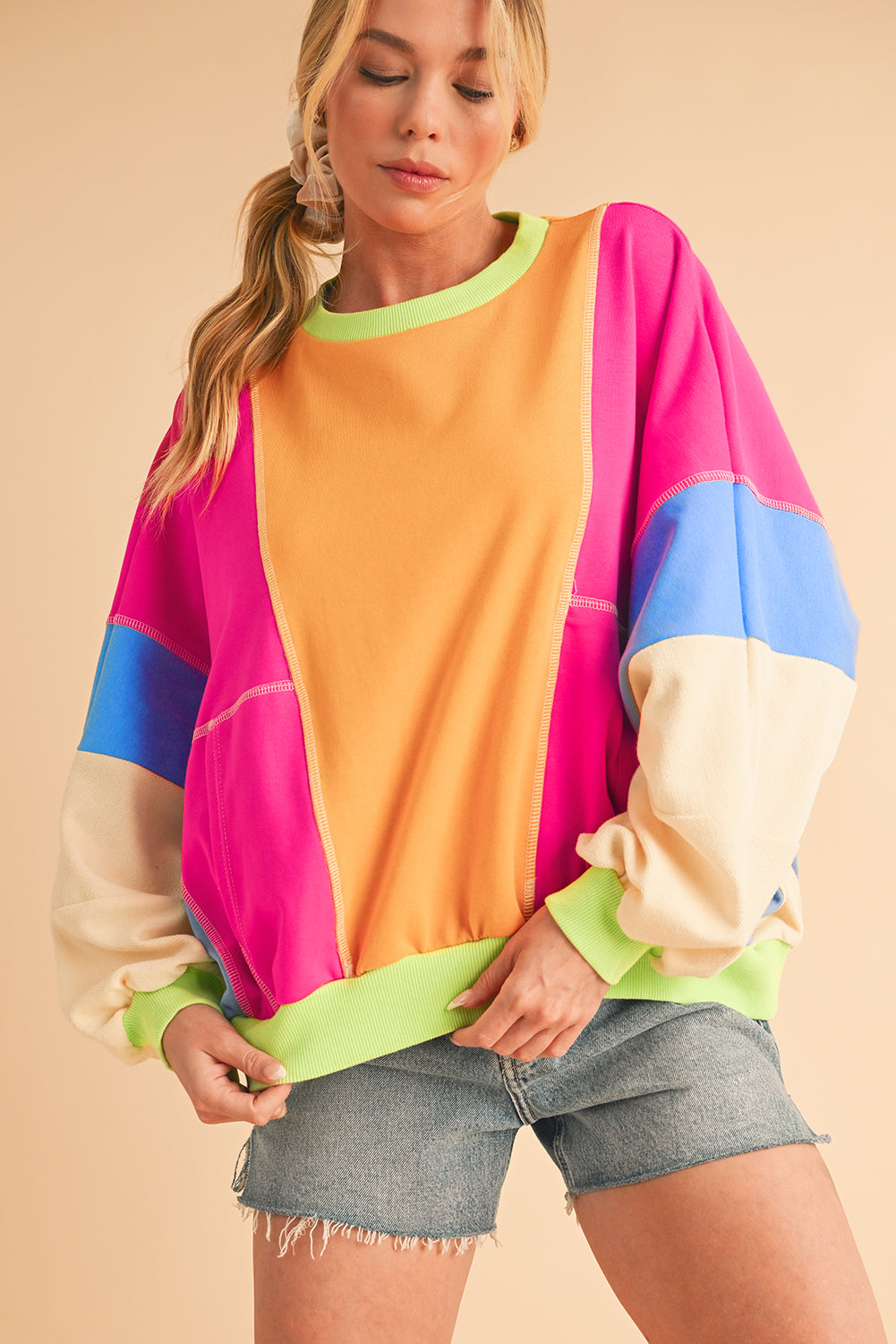 Noemi Colour-block Oversized Sweatshirt