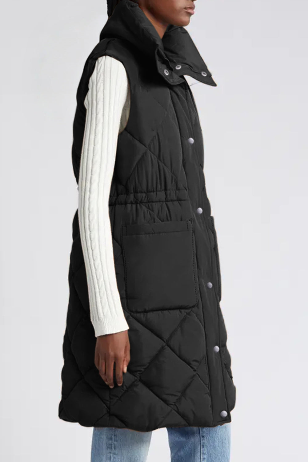 Puffer Quilted Long Vest Coat