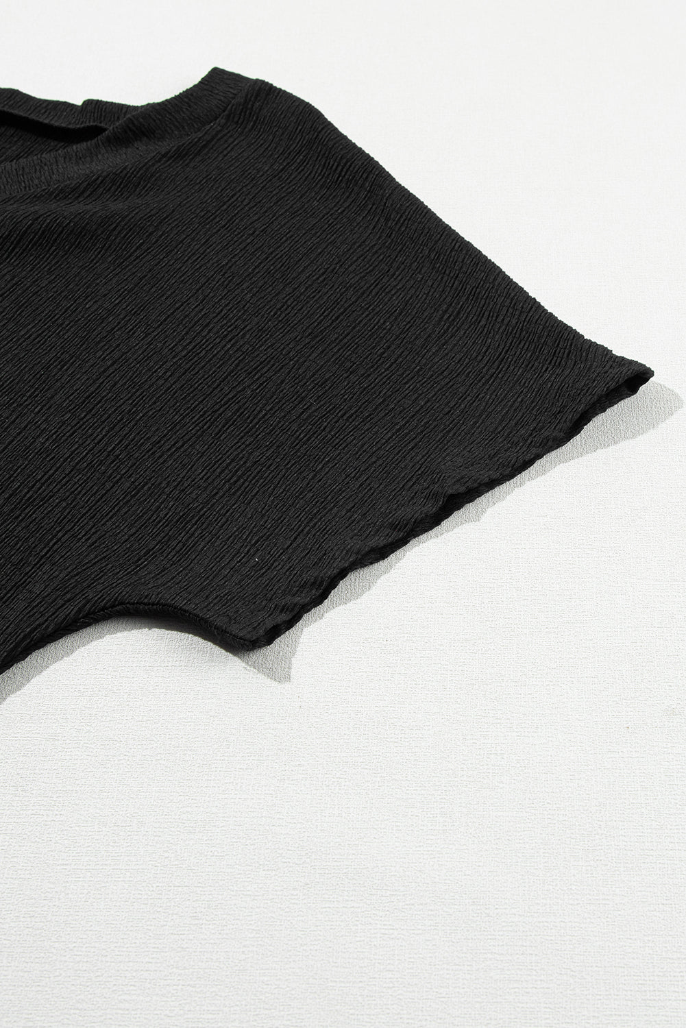 Basic Plain Textured V Neck T-Shirt