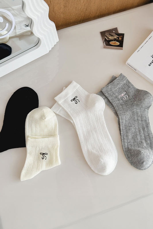 Grey Bowknot Ankle Socks