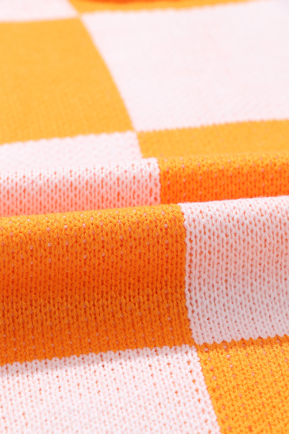 Checked Bishop Sleeve Pullover Sweater