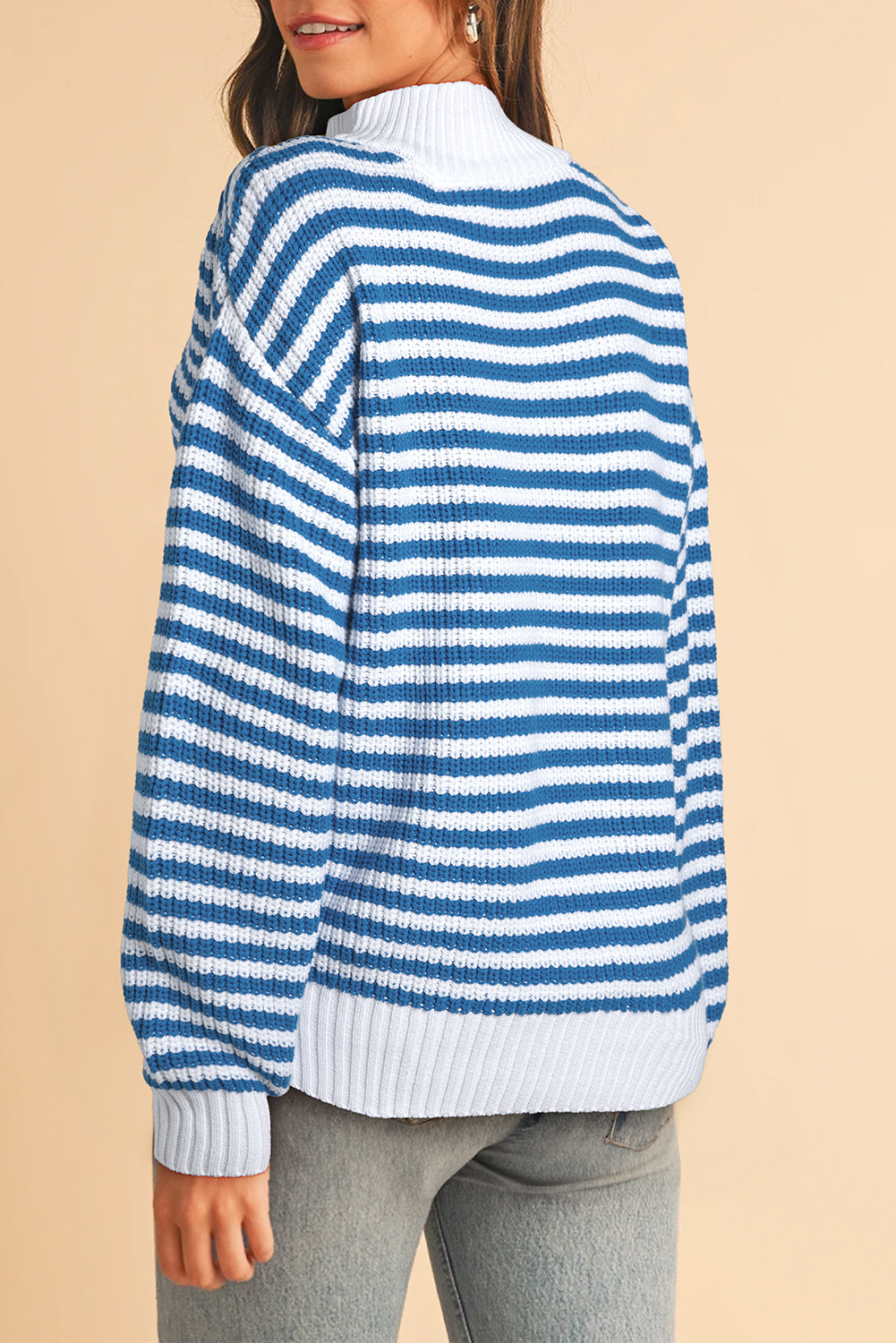 Nylah Striped Half-Zip Sweater