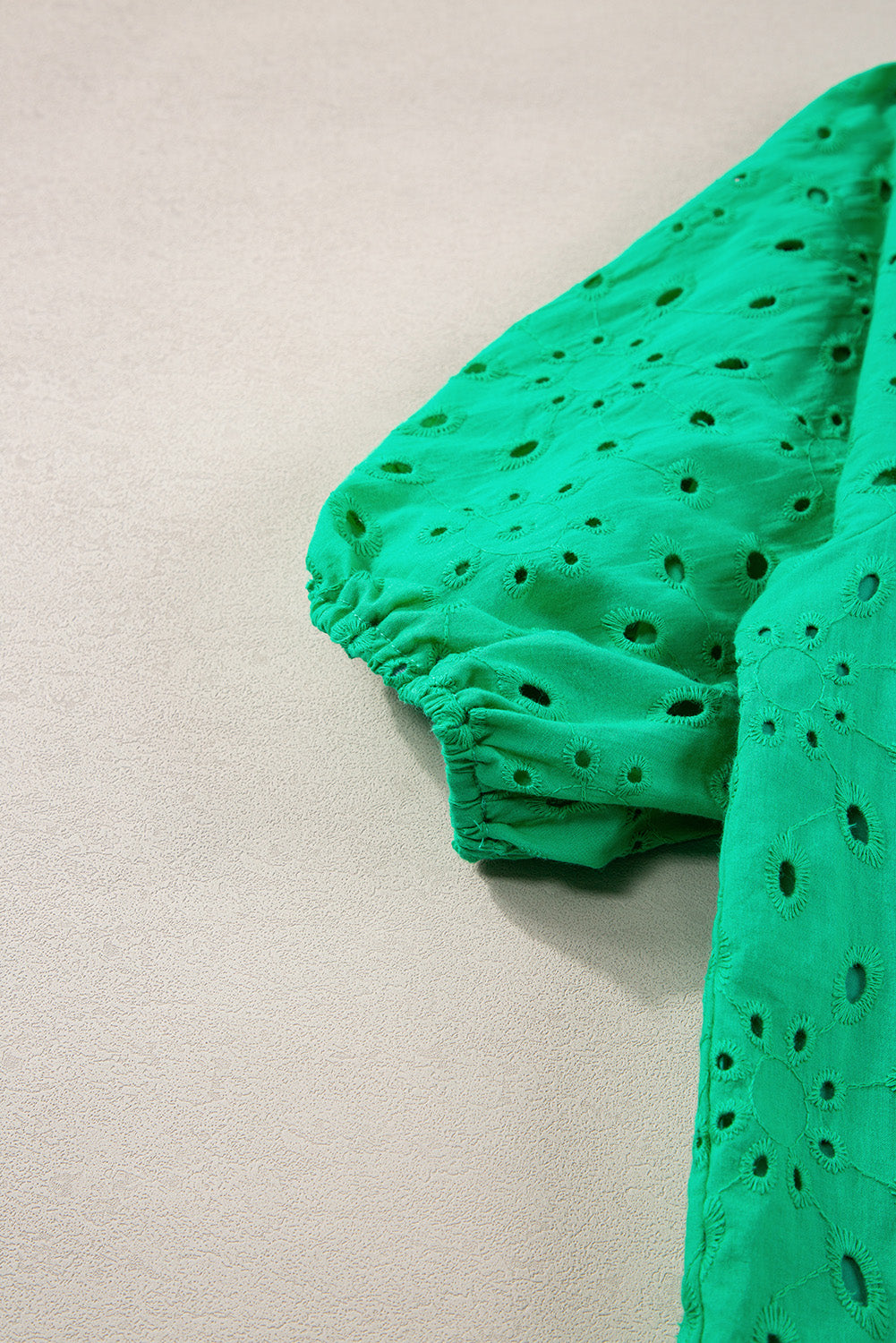 Eyelet Short Puff Sleeve Blouse