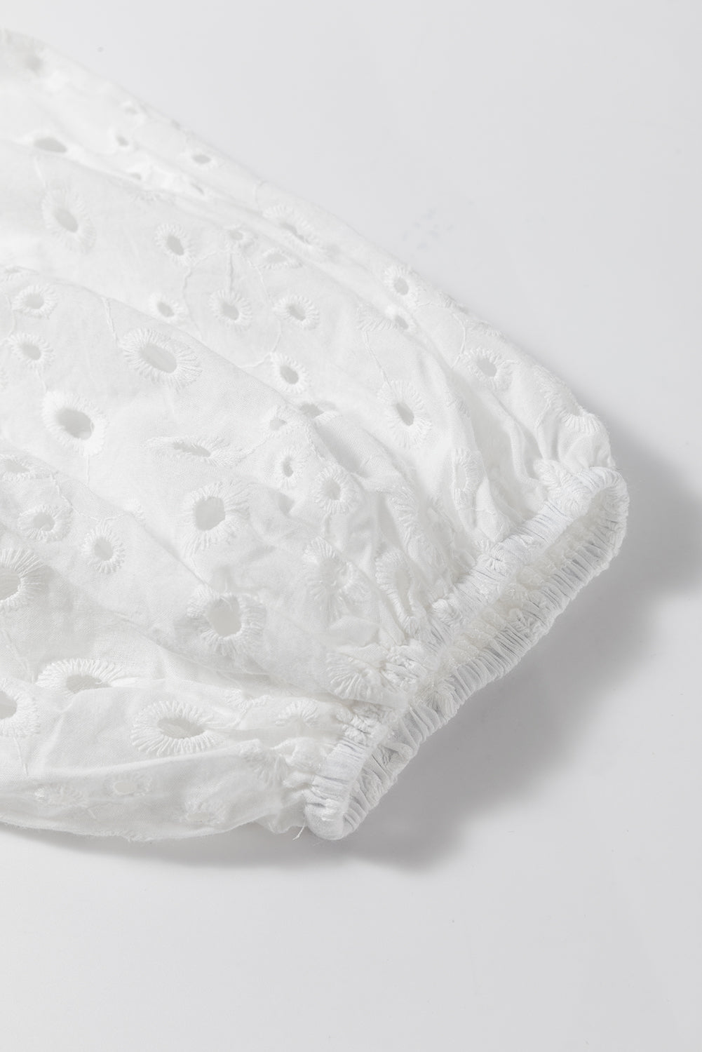 Eyelet Short Puff Sleeve Blouse