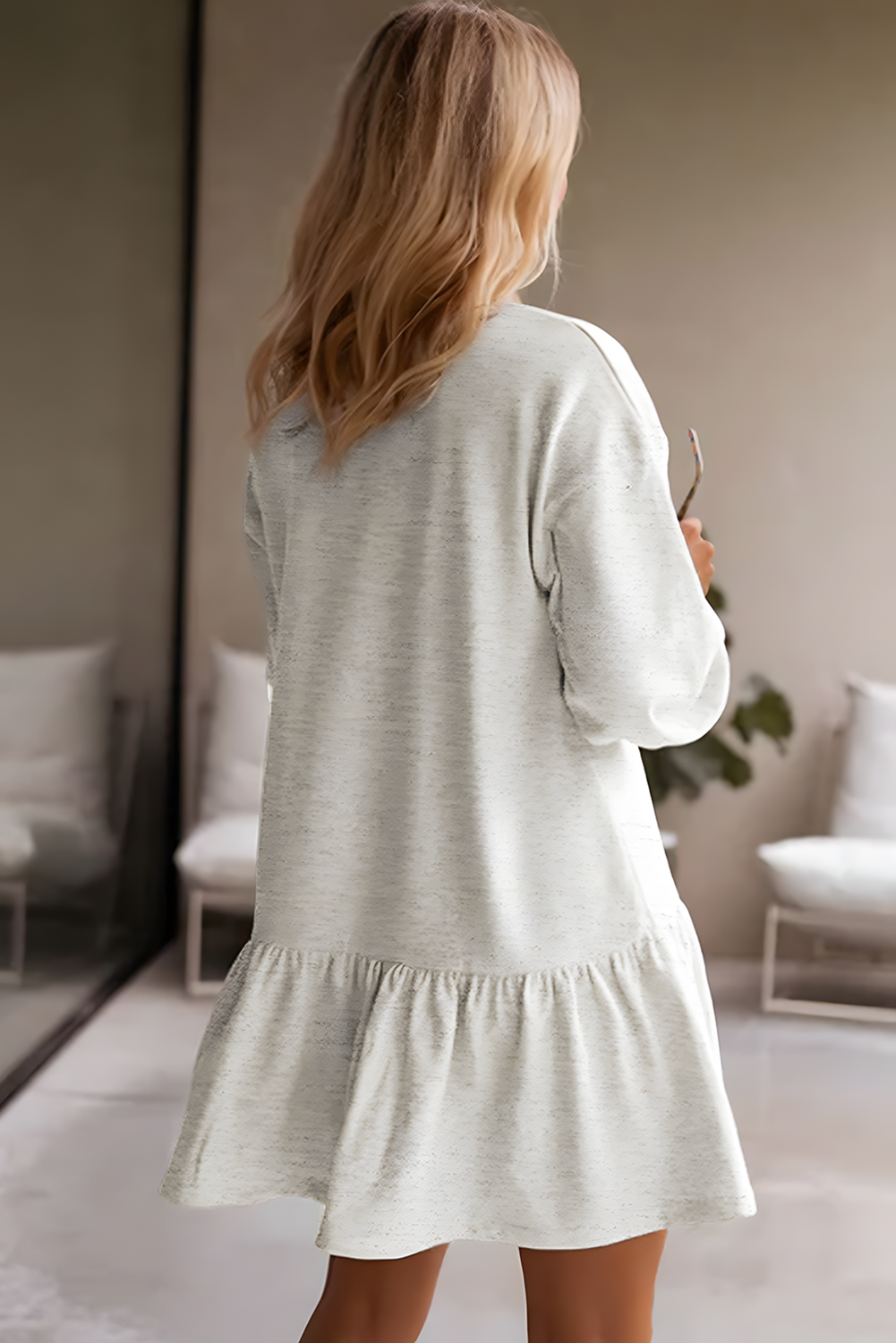 Ruffle Hem Mini Sweatshirt Dress