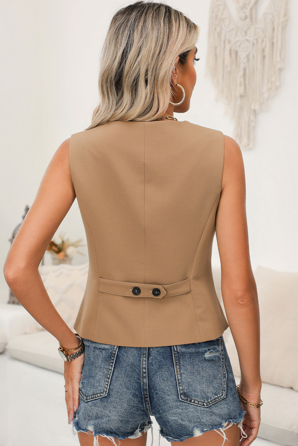 Aria Button Up V-Neck Suit Vest