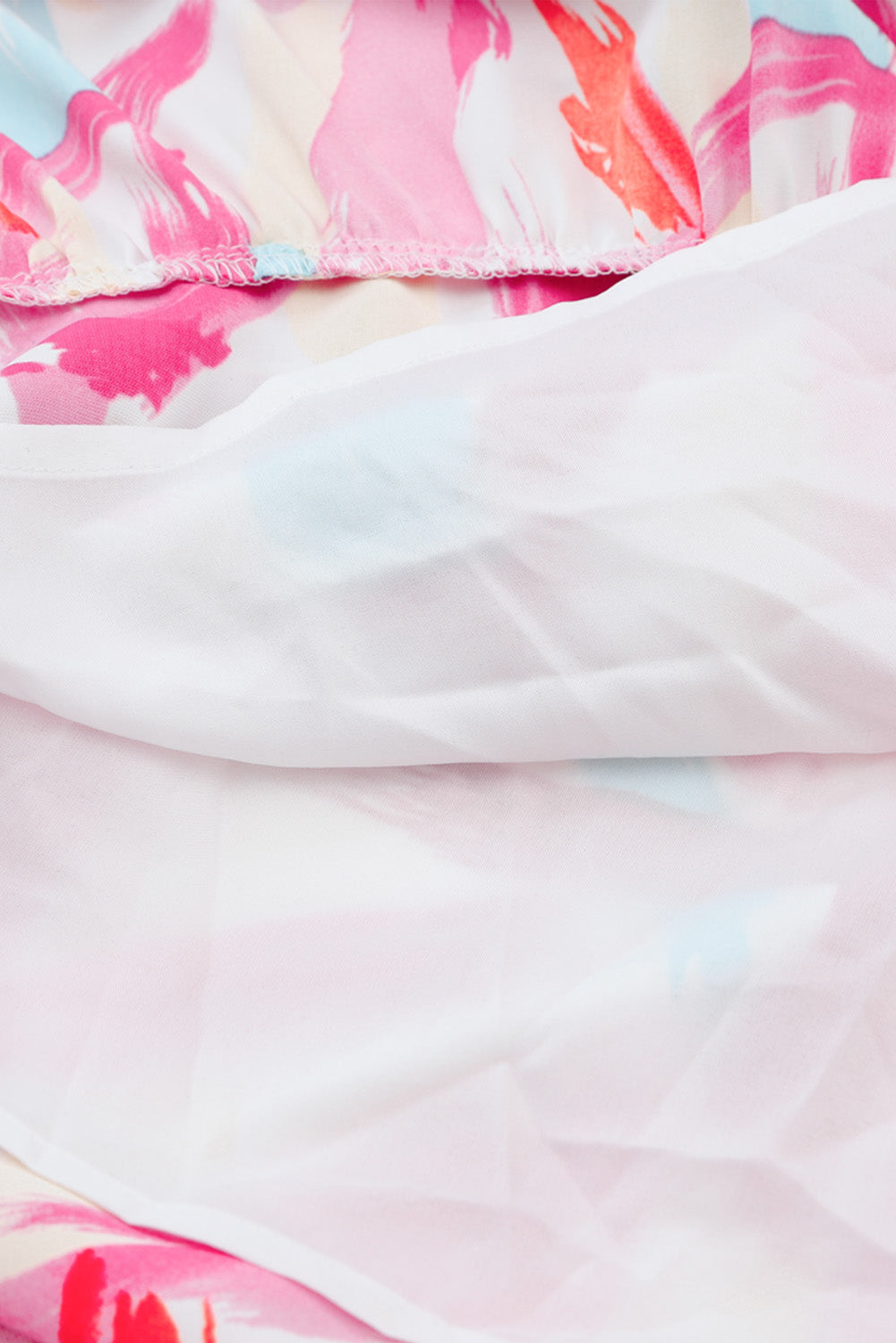 Brush Stroke Printed Smocked Ruffle Tiered Dress
