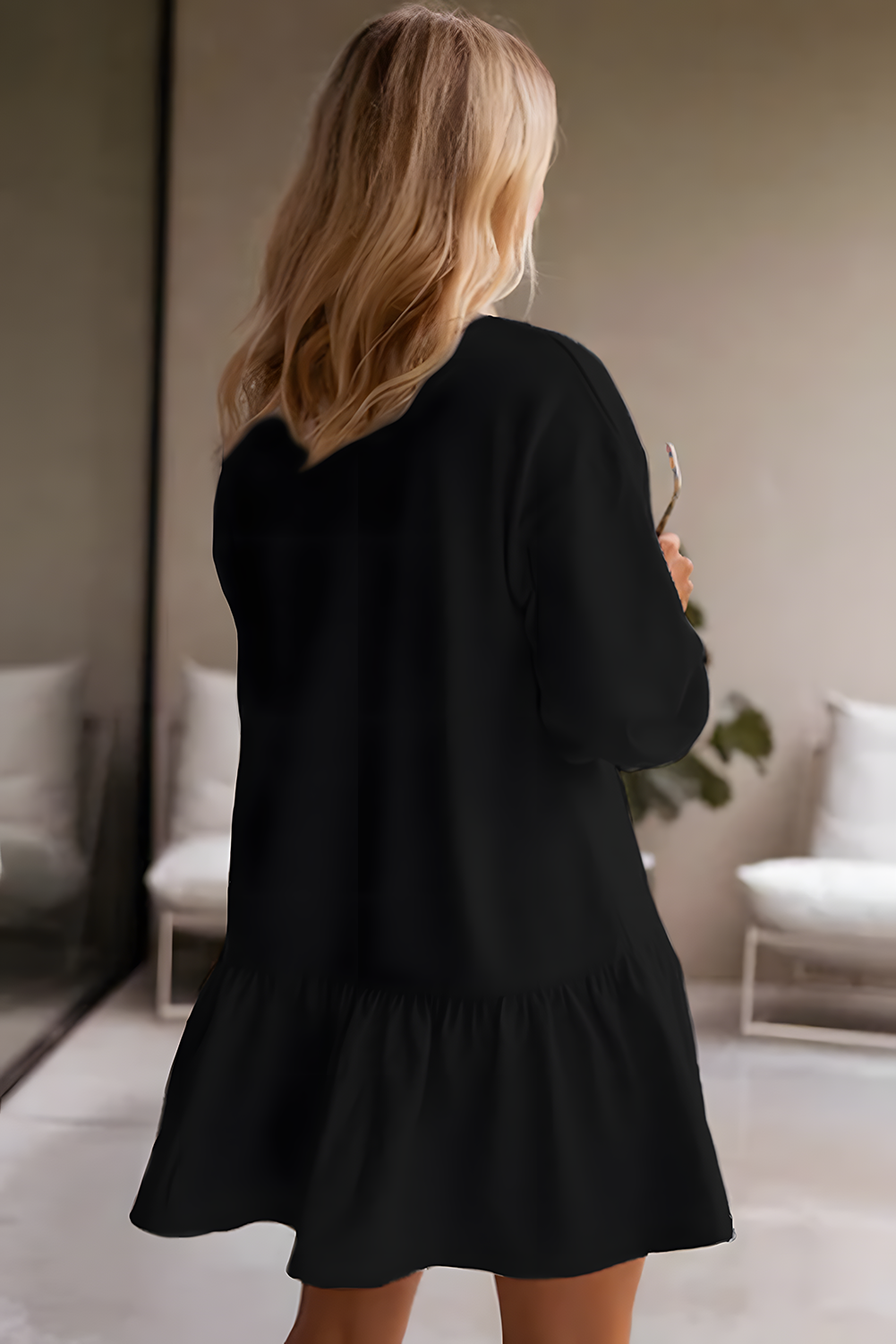 Ruffle Hem Mini Sweatshirt Dress