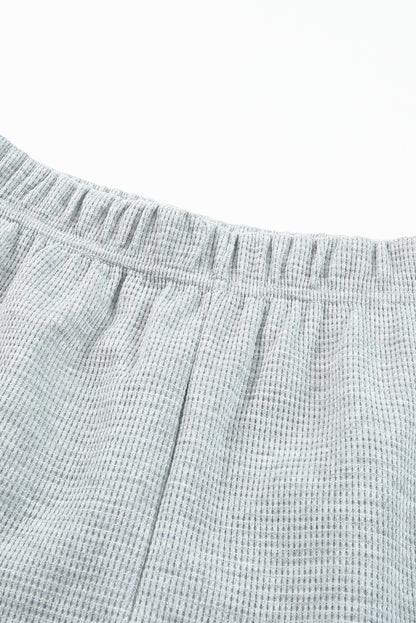 Ribbed Zipper Sweatshirt & High Waist Shorts Set