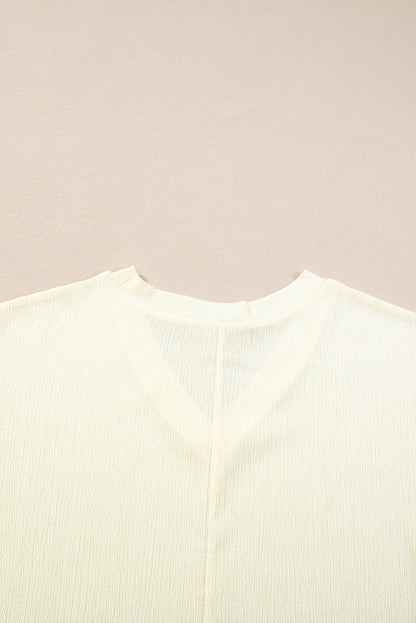 Basic Plain Textured V Neck T-Shirt