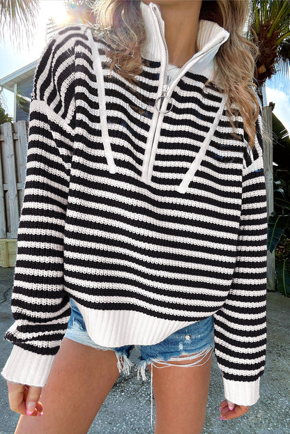 Nylah Striped Half-Zip Sweater