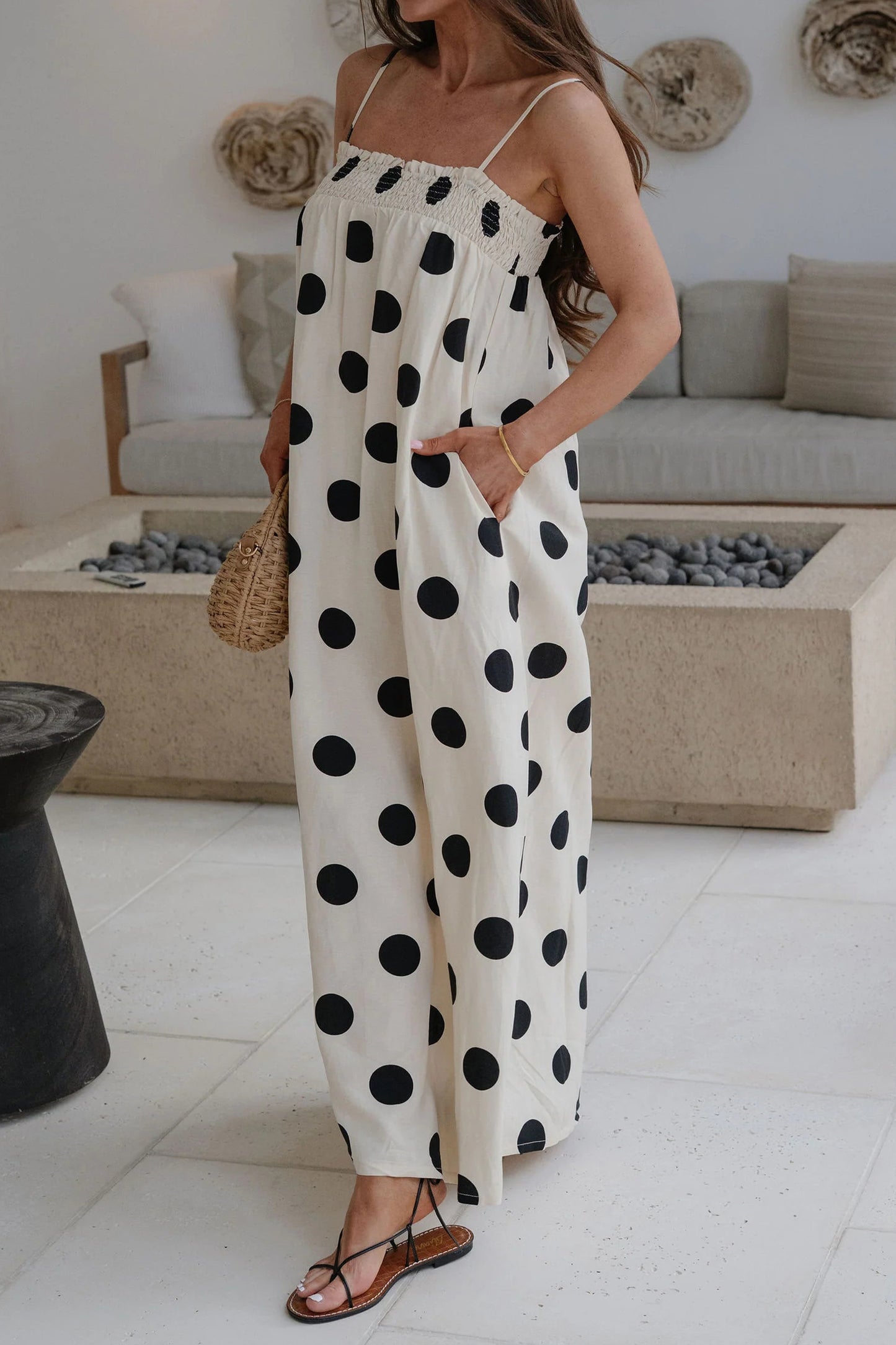 White Polka Dot Maxi Dress