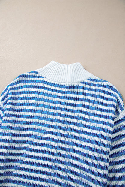 Nylah Striped Half-Zip Sweater
