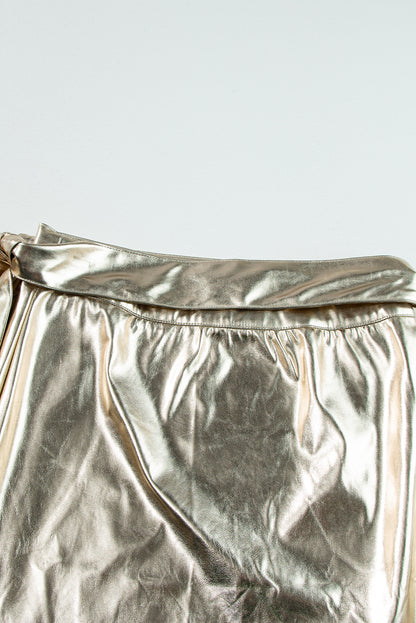 Aurum Knotted Metallic Midi Skirt