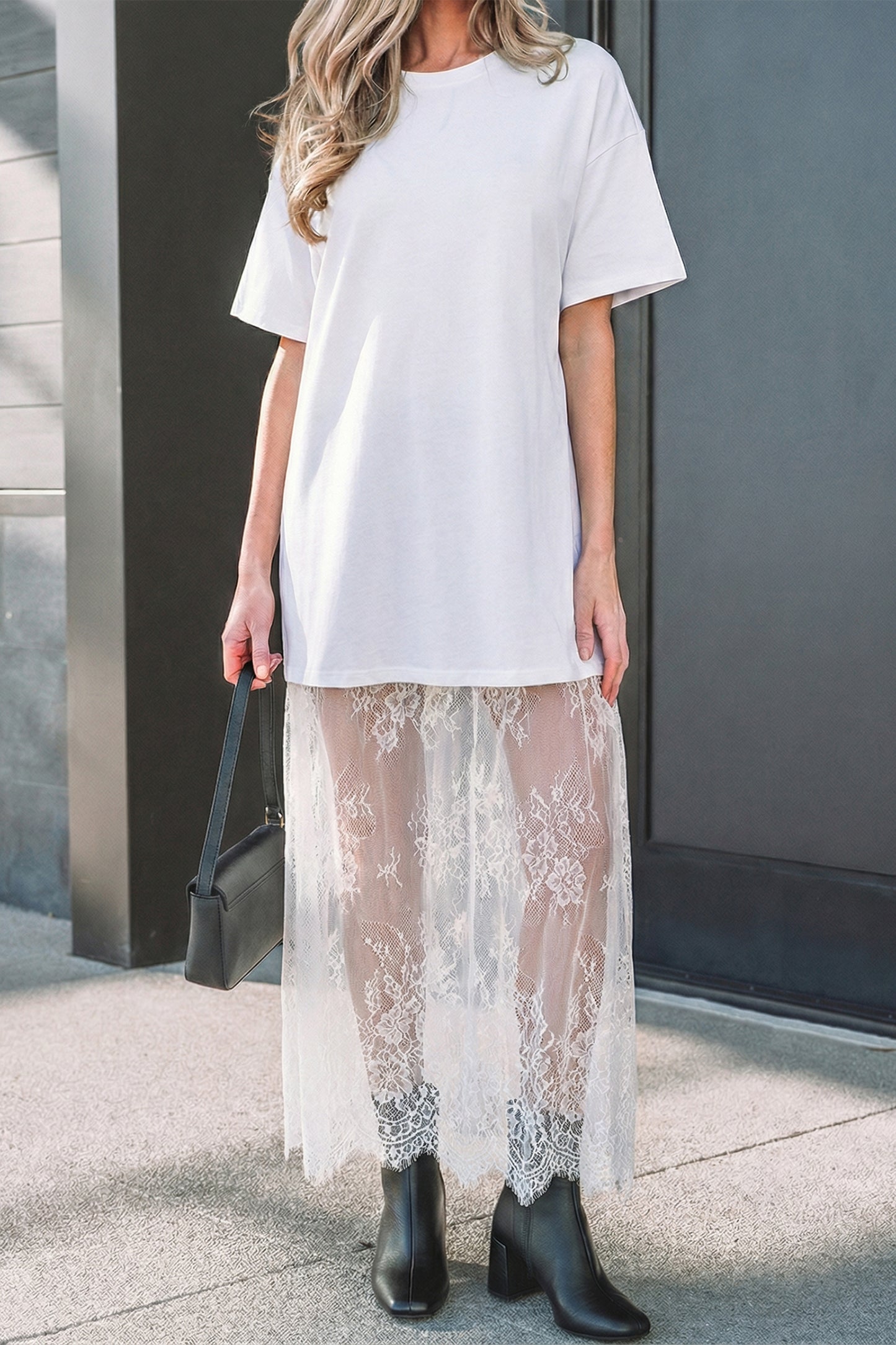Floral Lace T-Shirt Dress