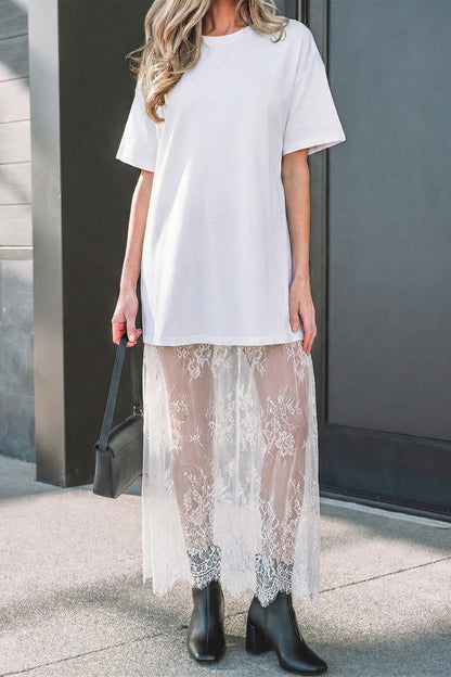 Floral Lace T-Shirt Dress