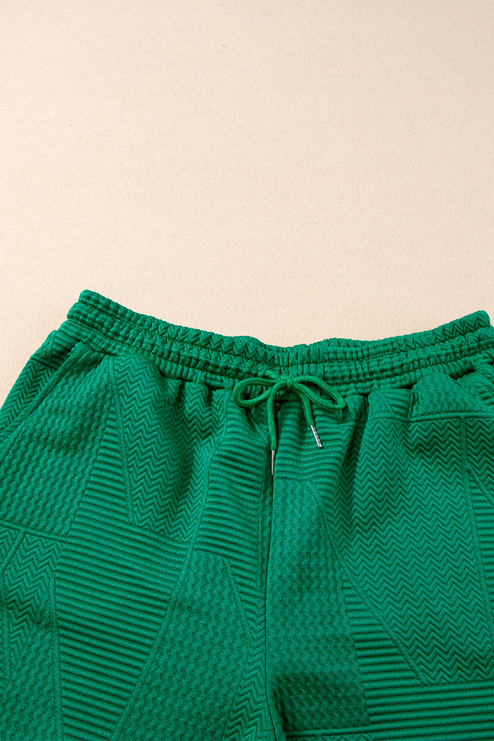 Textured Ruffle Top and Drawstring Shorts Set