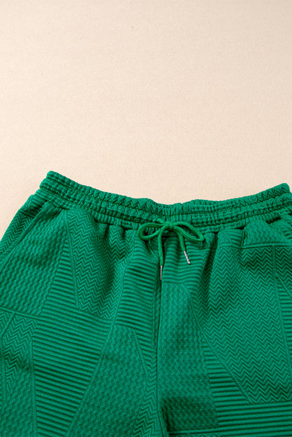 Textured Ruffle Top and Drawstring Shorts Set