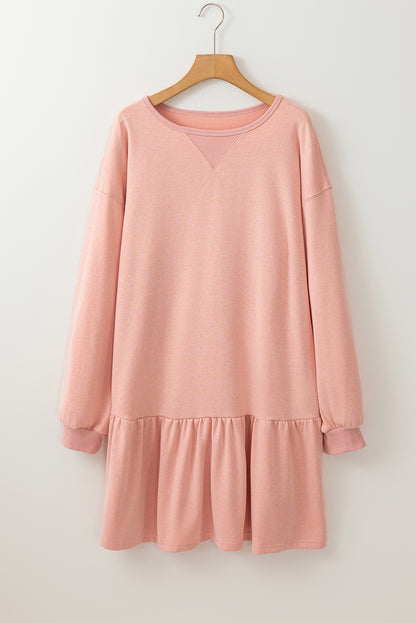 Ruffle Hem Mini Sweatshirt Dress