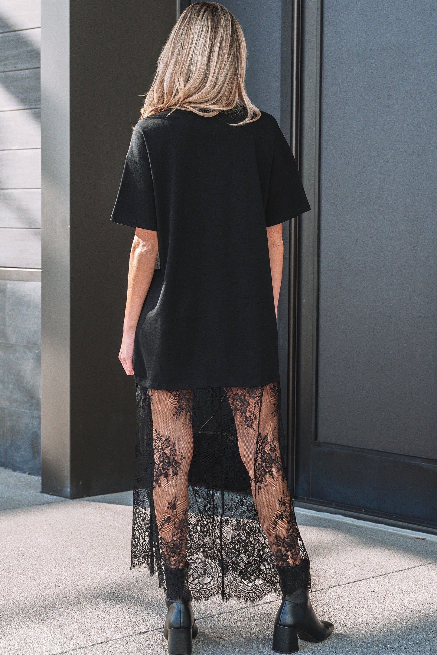 Floral Lace T-Shirt Dress