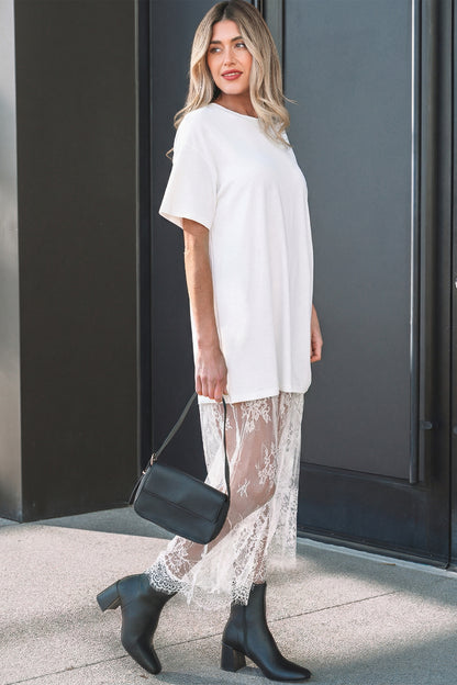 Floral Lace T-Shirt Dress