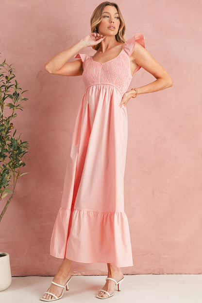 Erica Flutter Sleeve Smocked Maxi Dress