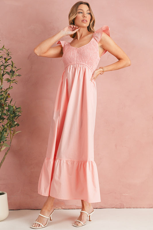 Erica Flutter Sleeve Smocked Maxi Dress