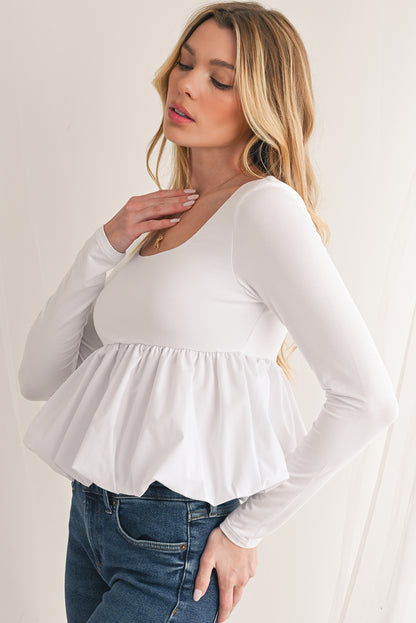 Mirah Bubble Hem Long Sleeve Top