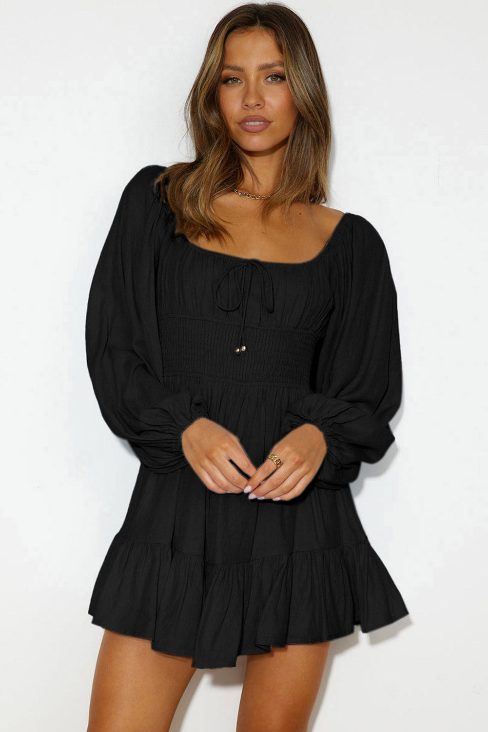 Noir Ruffle Mini Dress