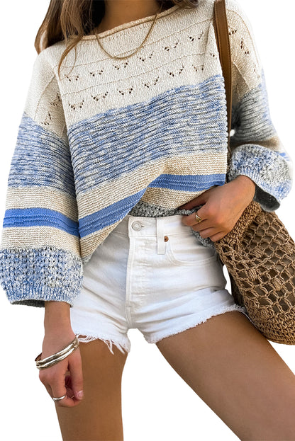 Mira Striped Hollow Out Sweater