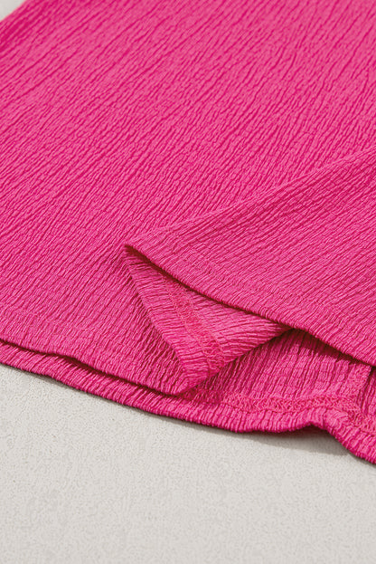 Basic Plain Textured V Neck T-Shirt