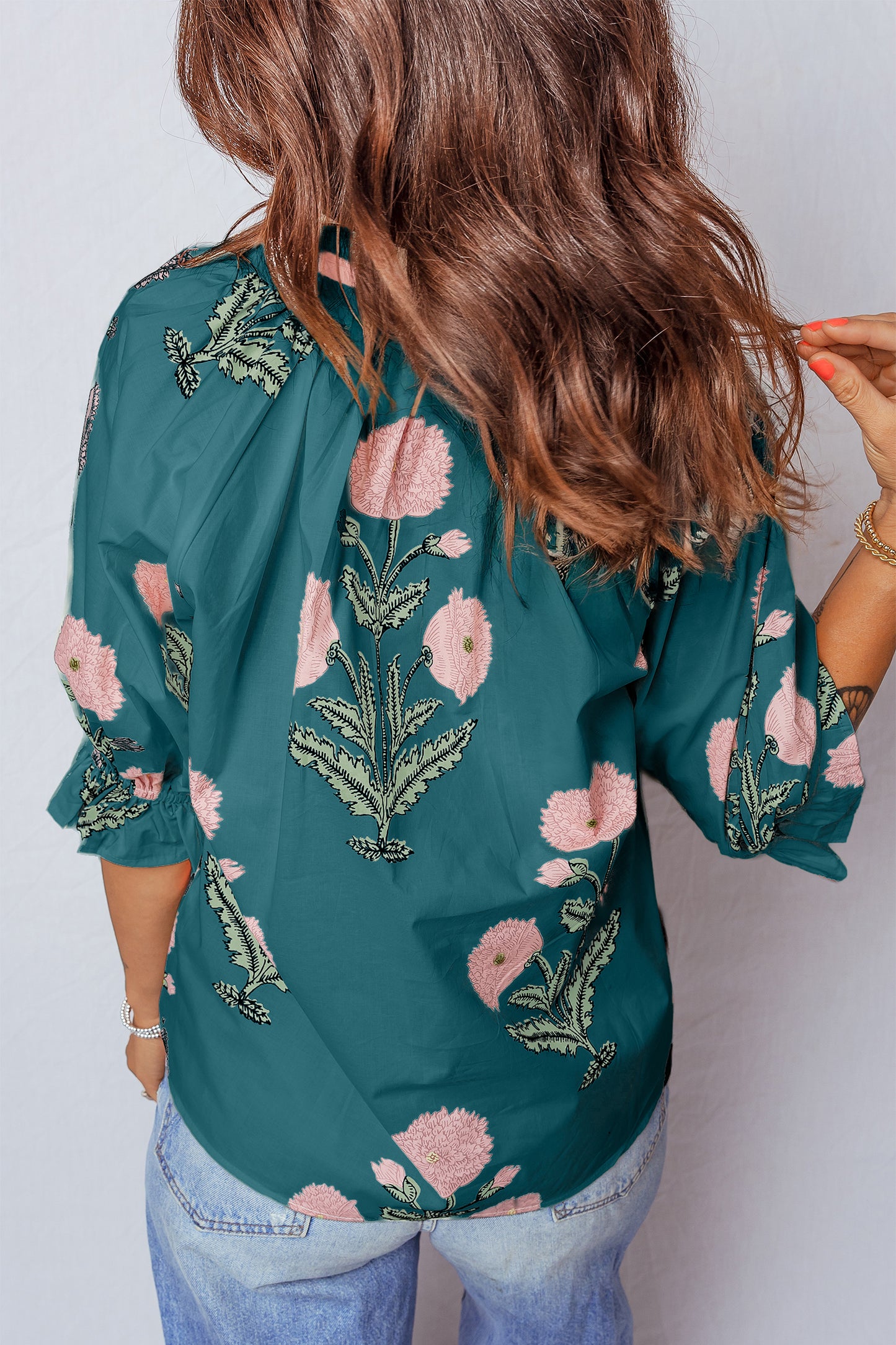 Floral Print V-Neck Blouse