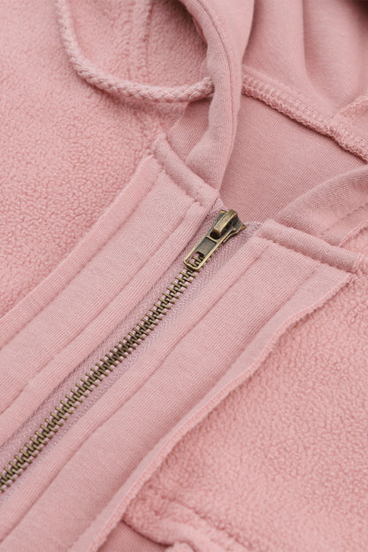 Flap Pockets Bishop Sleeve Zip Up Hoodie
