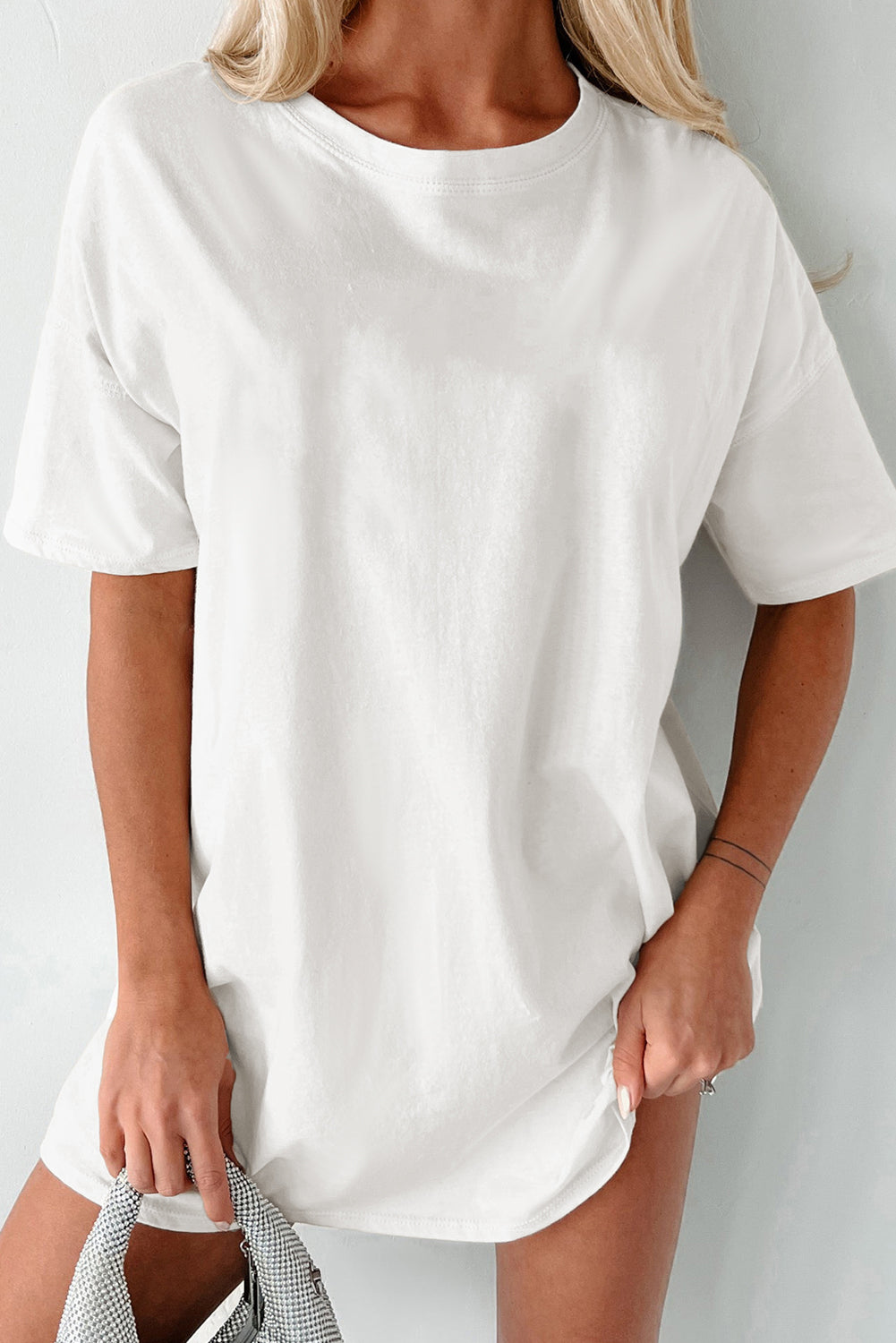 Oversized Solid Color Crew Neck T-Shirt