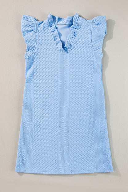Ira Textured Ruffle V-Neck Mini Dress