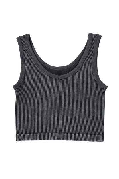 Ribbed Knit Cropped Tank Top