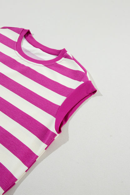 Rose Stripe Pocket T-shirt Dress
