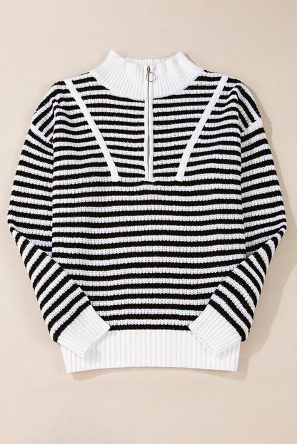 Nylah Striped Half-Zip Sweater