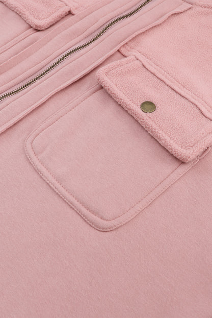 Flap Pockets Bishop Sleeve Zip Up Hoodie