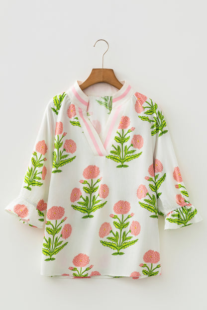 Floral Print V-Neck Blouse