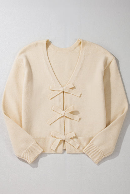 Kira Bow knot Knit Cropped Cardigan