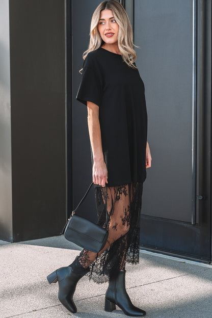 Floral Lace T-Shirt Dress