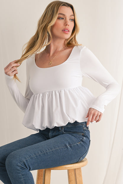 Mirah Bubble Hem Long Sleeve Top