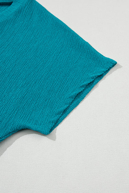 Basic Plain Textured V Neck T-Shirt